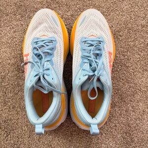 Hoka Bondi 8 Blue and Yellow Shoes Size 9.5 Women’s EUC